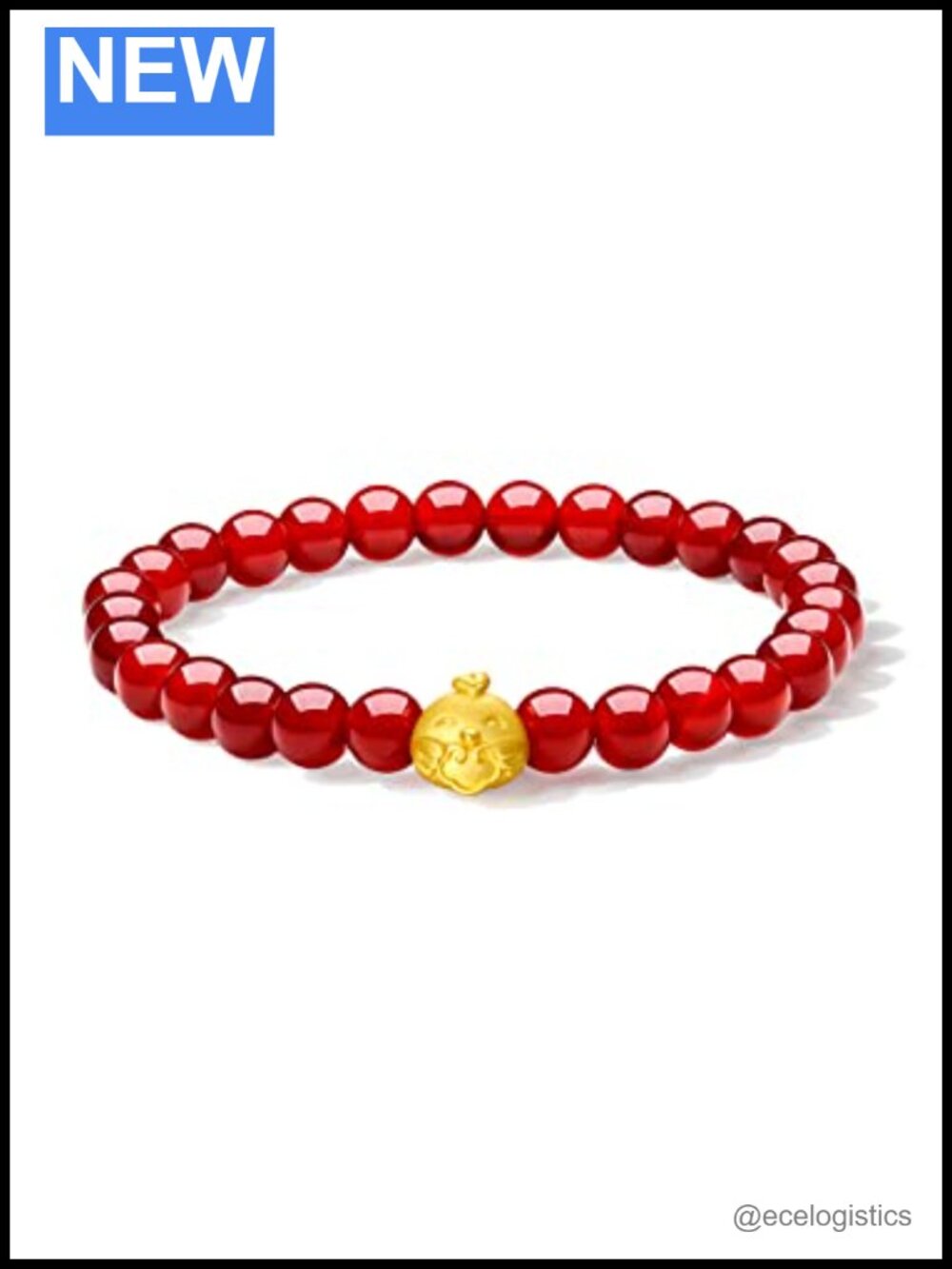 24K solid gold agate bead zodiac stretch bracelet for women